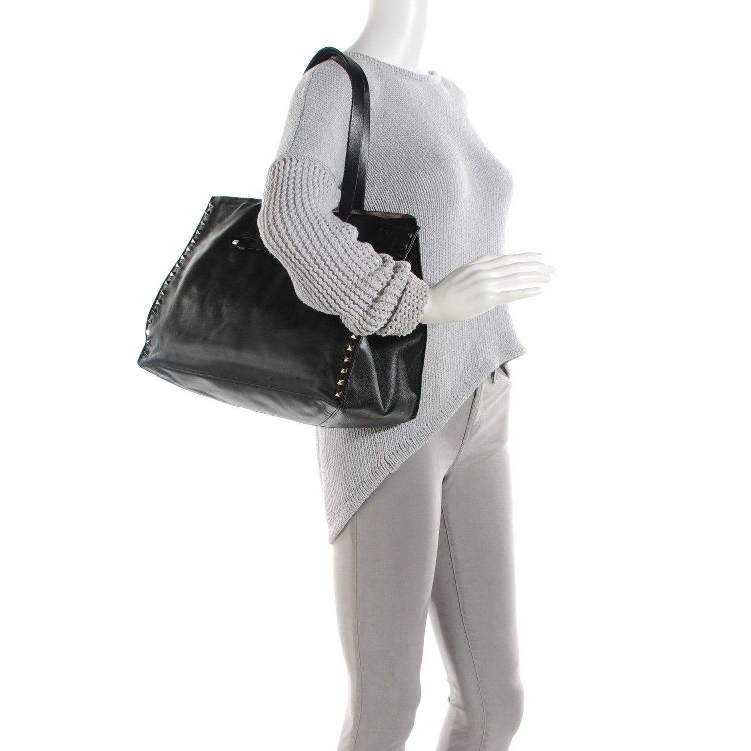 Valentino Garavani Nappa Medium Rockstud Soft Tote Black 2 of 7