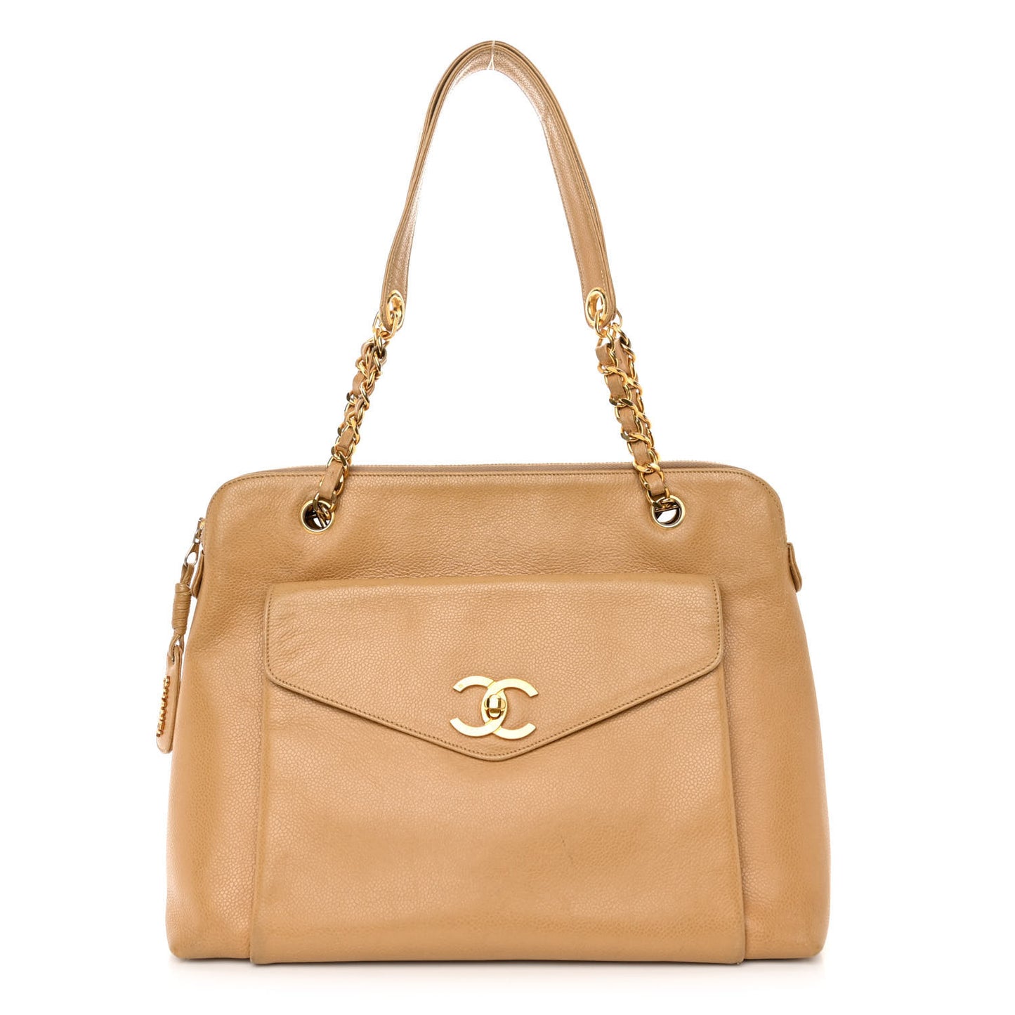 Caviar Flap Shoulder Bag Beige