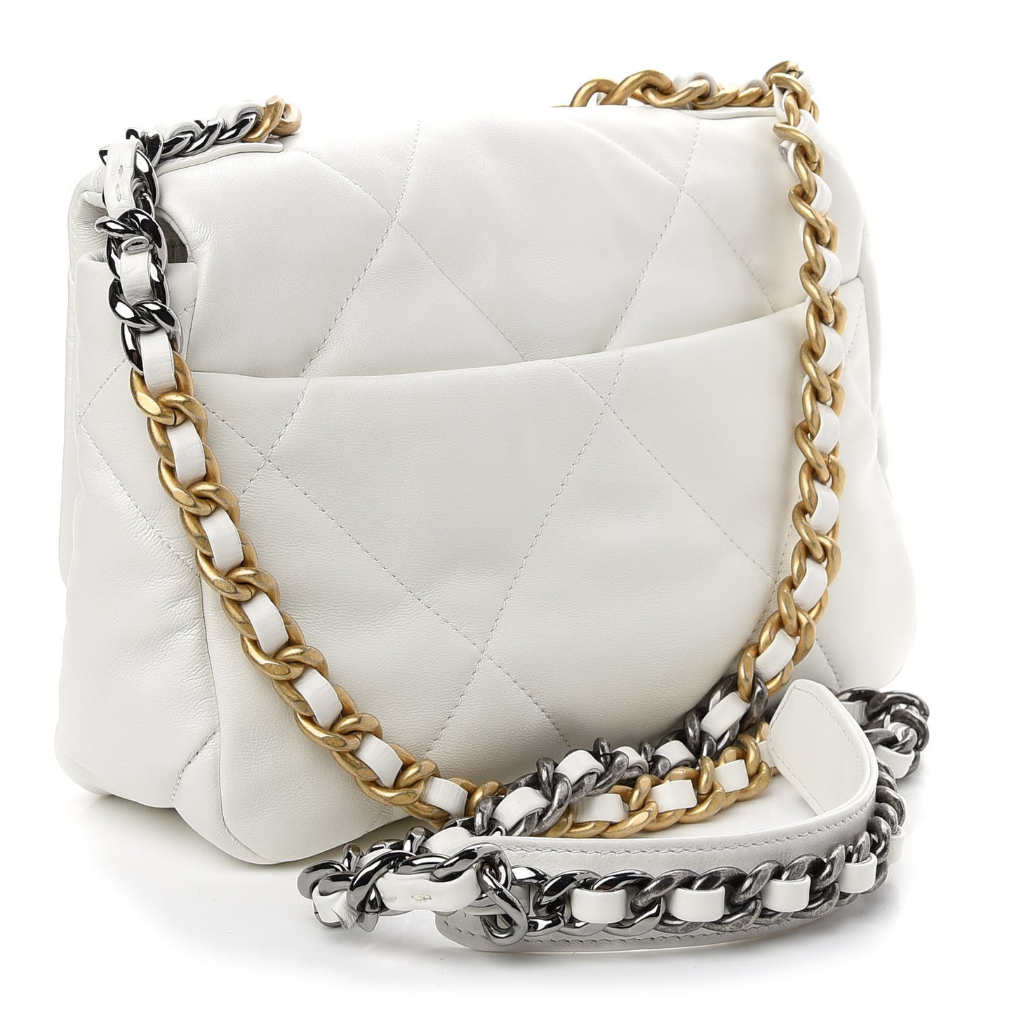 Goatskin Quilted Medium Chanel 19 Flap White