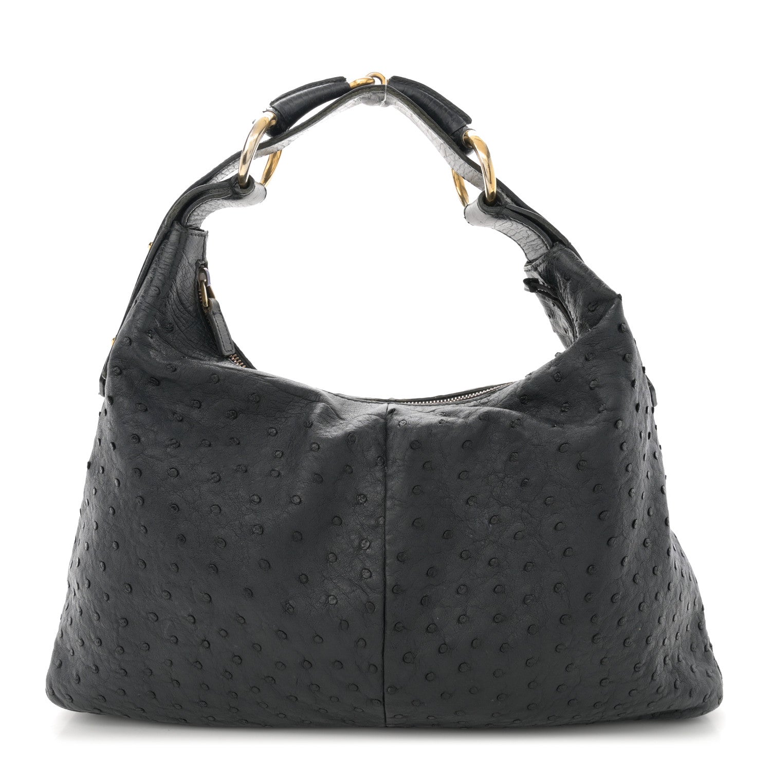 Gucci Ostrich Medium Horsebit Chain Hobo Black 1 of 17