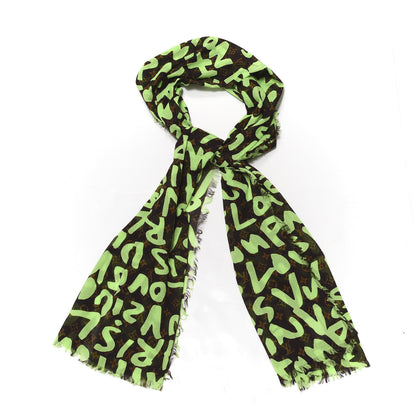 Louis Vuitton Cotton Graffiti Pareo Green 1 of 4