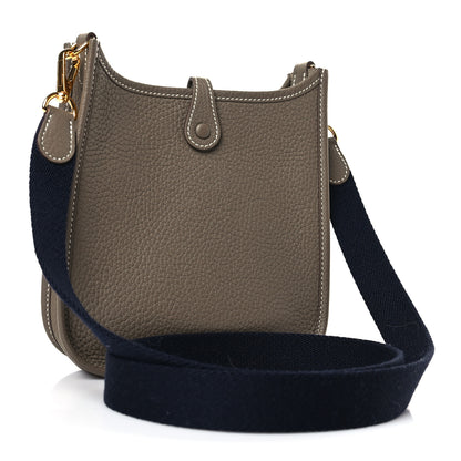 Hermes Taurillon Clemence Amazone Evelyne TPM Etoupe Bleu Indigo 3 of 10
