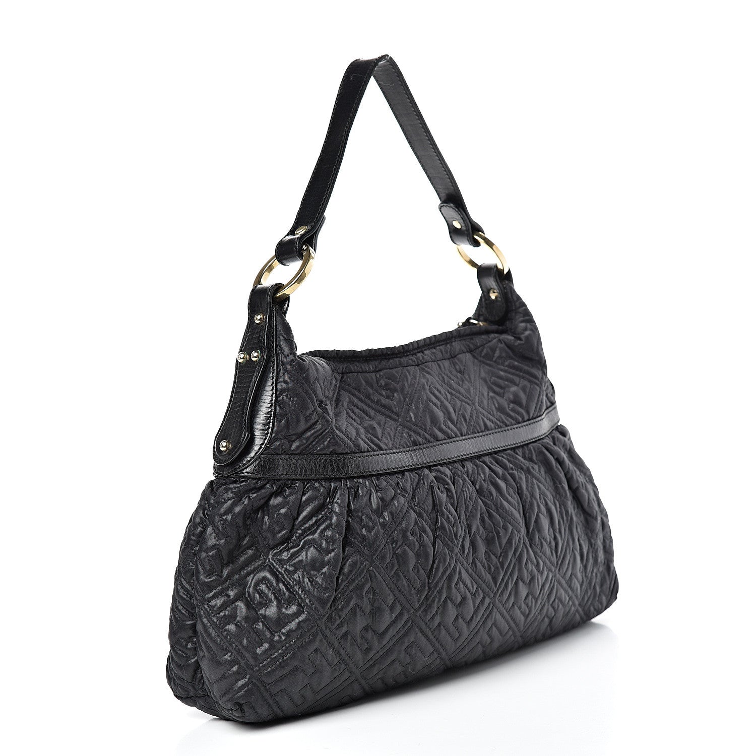 Fendi Nylon FF Embroidered Chef Hobo Black 3 of 15