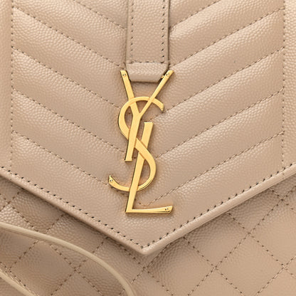 Saint Laurent Grain De Poudre Textured Mixed Matelasse Triquilt Monogram Clutch Dark Beige 8 of 11