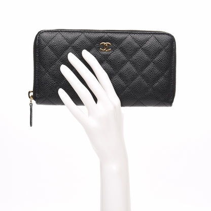 Chanel Caviar Quilted Large Gusset Zip Around Wallet Black 2 of 9