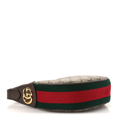 Gucci GG Supreme Monogram Textured Calfskin Web Mini Ophidia Half Moon Hobo Beige Ebony New Acero Beige Ebony New Acero 4 of 12