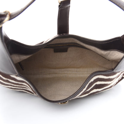 Gucci Calf Hair Zebra Print Medium Jackie O Bouvier Hobo Brown 5 of 13