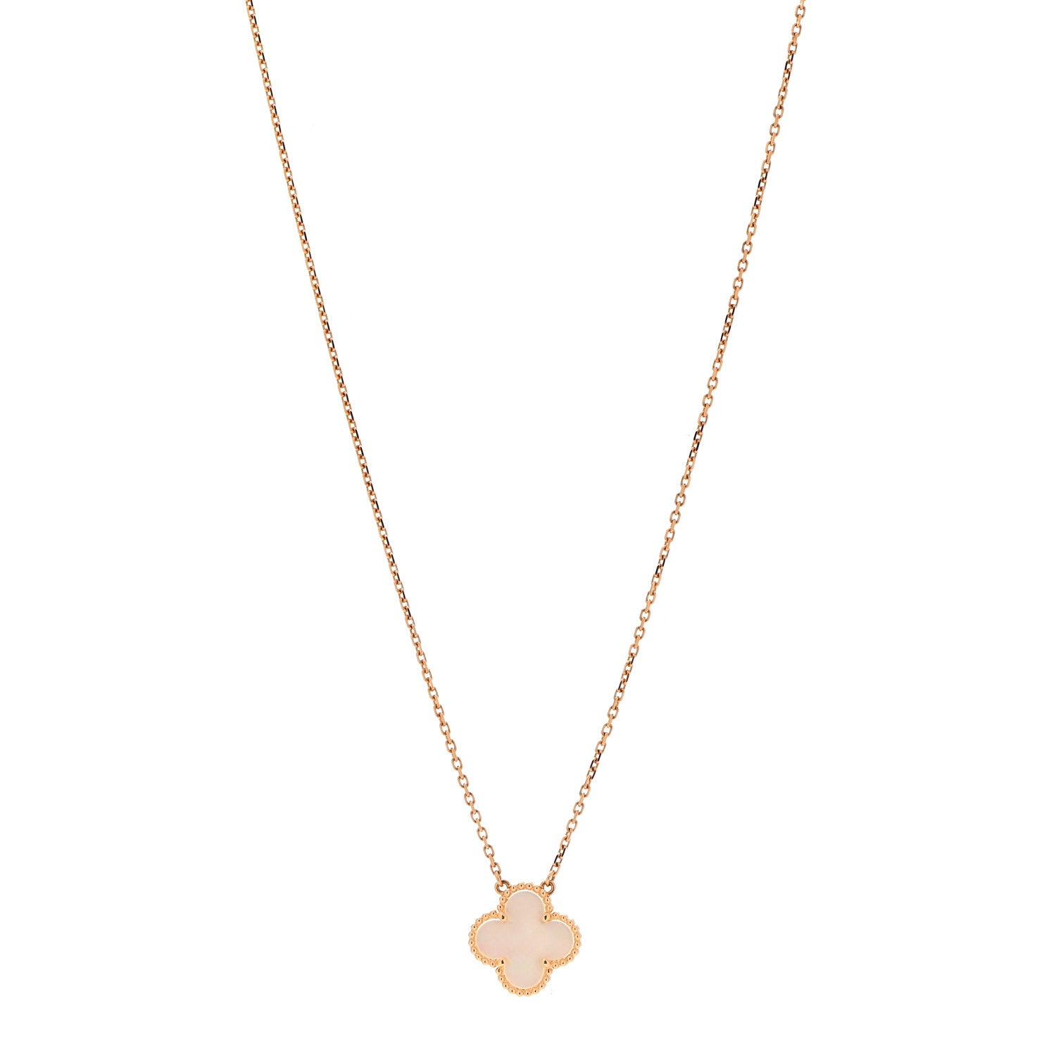 Van Cleef & Arpels 18K Yellow Gold Mother of Pearl Vintage Alhambra Pendant Necklace 1 of 7