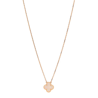 Van Cleef & Arpels 18K Yellow Gold Mother of Pearl Vintage Alhambra Pendant Necklace 1 of 7