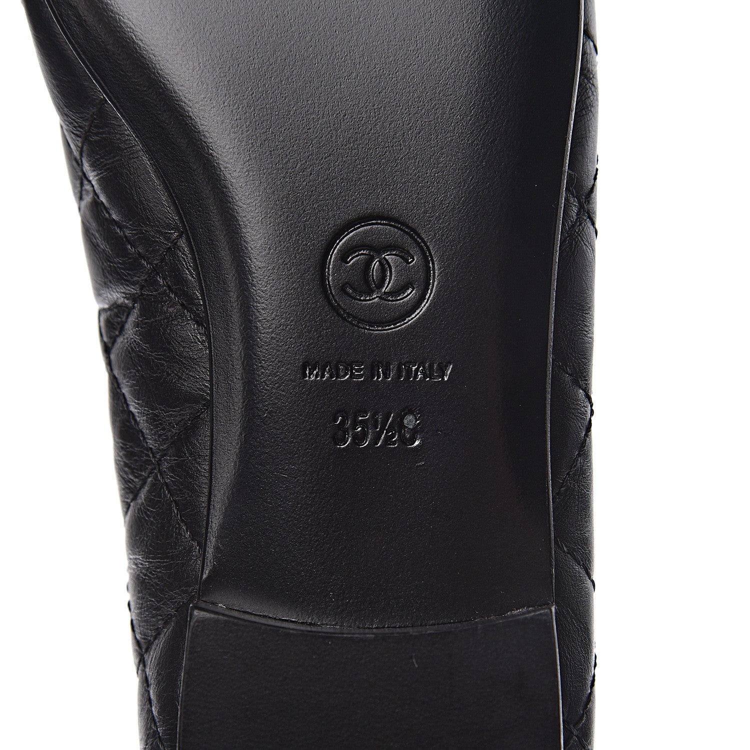 Chanel Aged Calfskin Quilted Cap Toe Ballerina Flats 35.5 Black 7 of 10