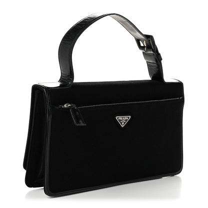 Prada Nylon Spazzolato Triangle Flat Bag Black 3 of 9