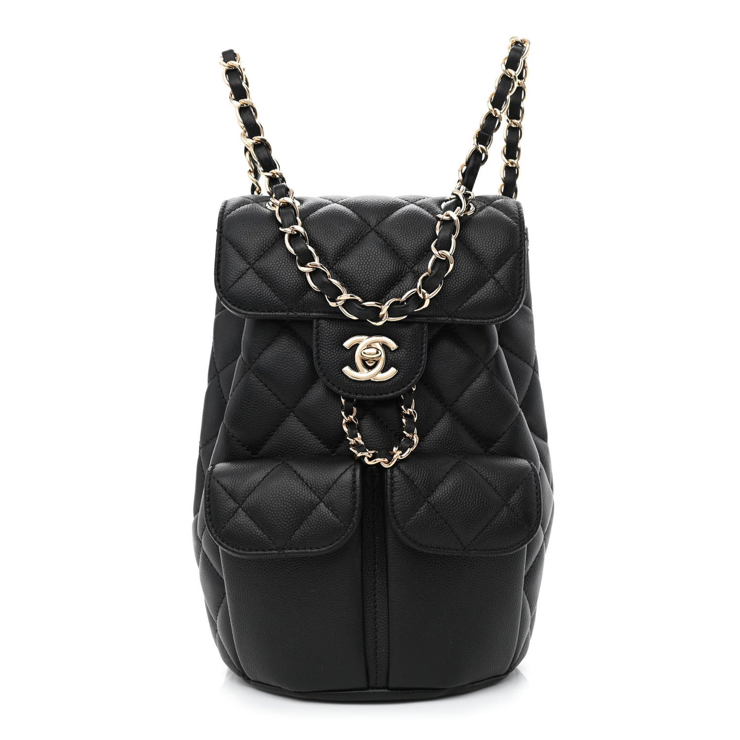 Caviar Quilted Pockets Backpack Black