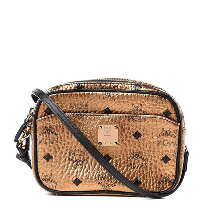 MCM Metallic Visetos Camera Crossbody Bag Gold 1 of 9