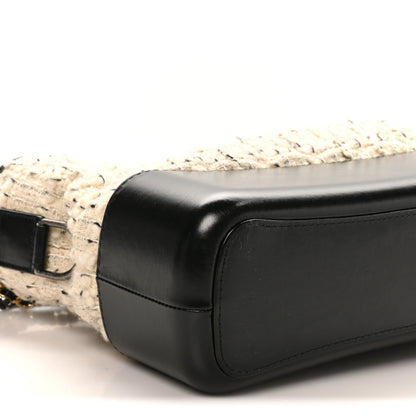 Chanel Tweed Calfskin Quilted Medium Gabrielle Hobo Ivory Black 10 of 11