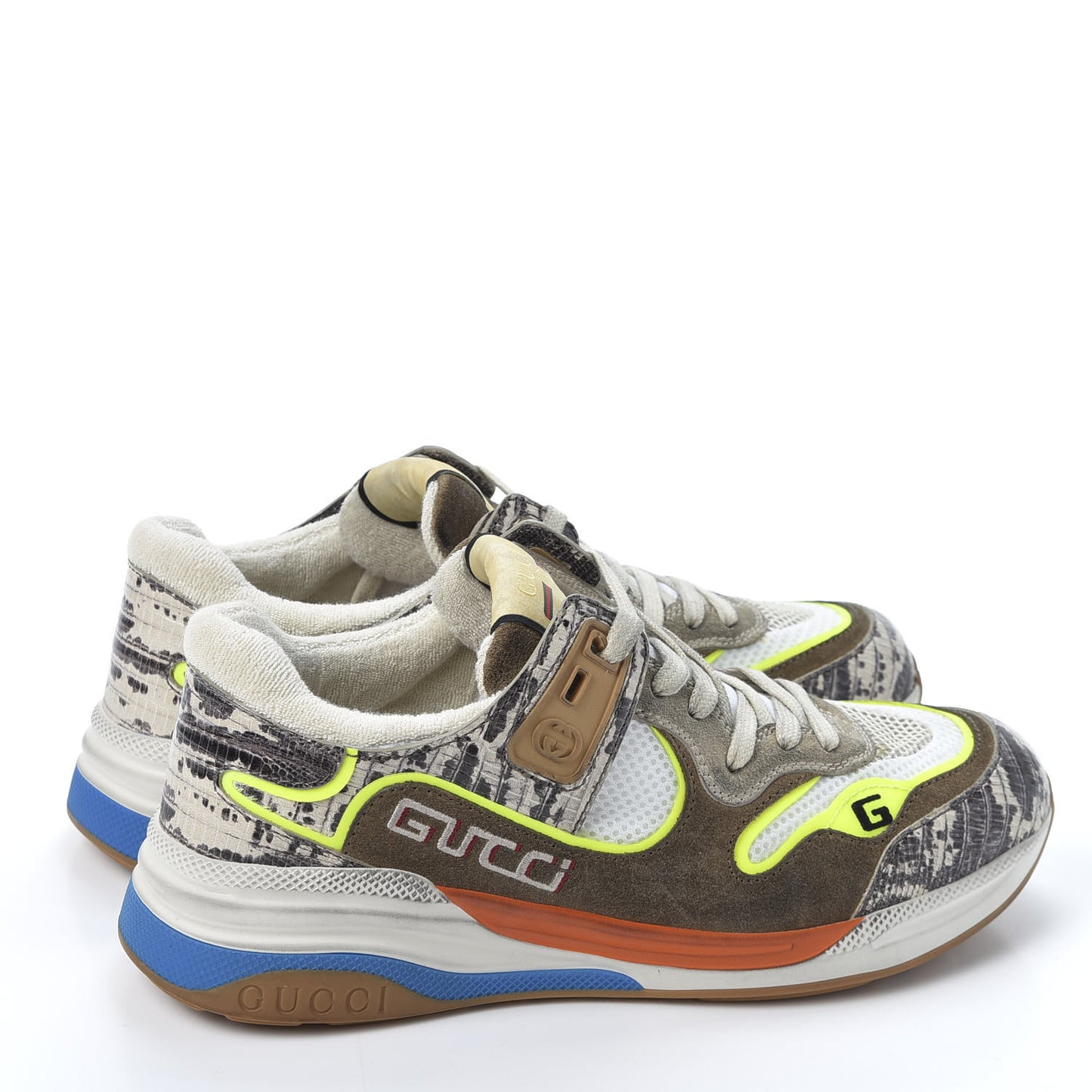 Suede Calfskin Tejus Printed Womens Ultrapace Sneakers 38.5 Natural Ardesia Neon Yellow