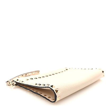 Valentino Garavani Pebbled Calfskin Rockstud Wristlet Clutch White 4 of 6