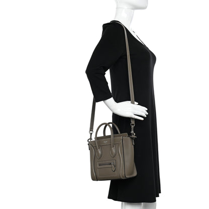 Celine Drummed Calfskin Nano Luggage Souris 2 of 12
