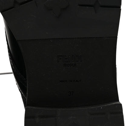 Fendi Calfskin Stretch Fabric Rockoko Biker Boots 37 Tobacco Black Marino 7 of 8