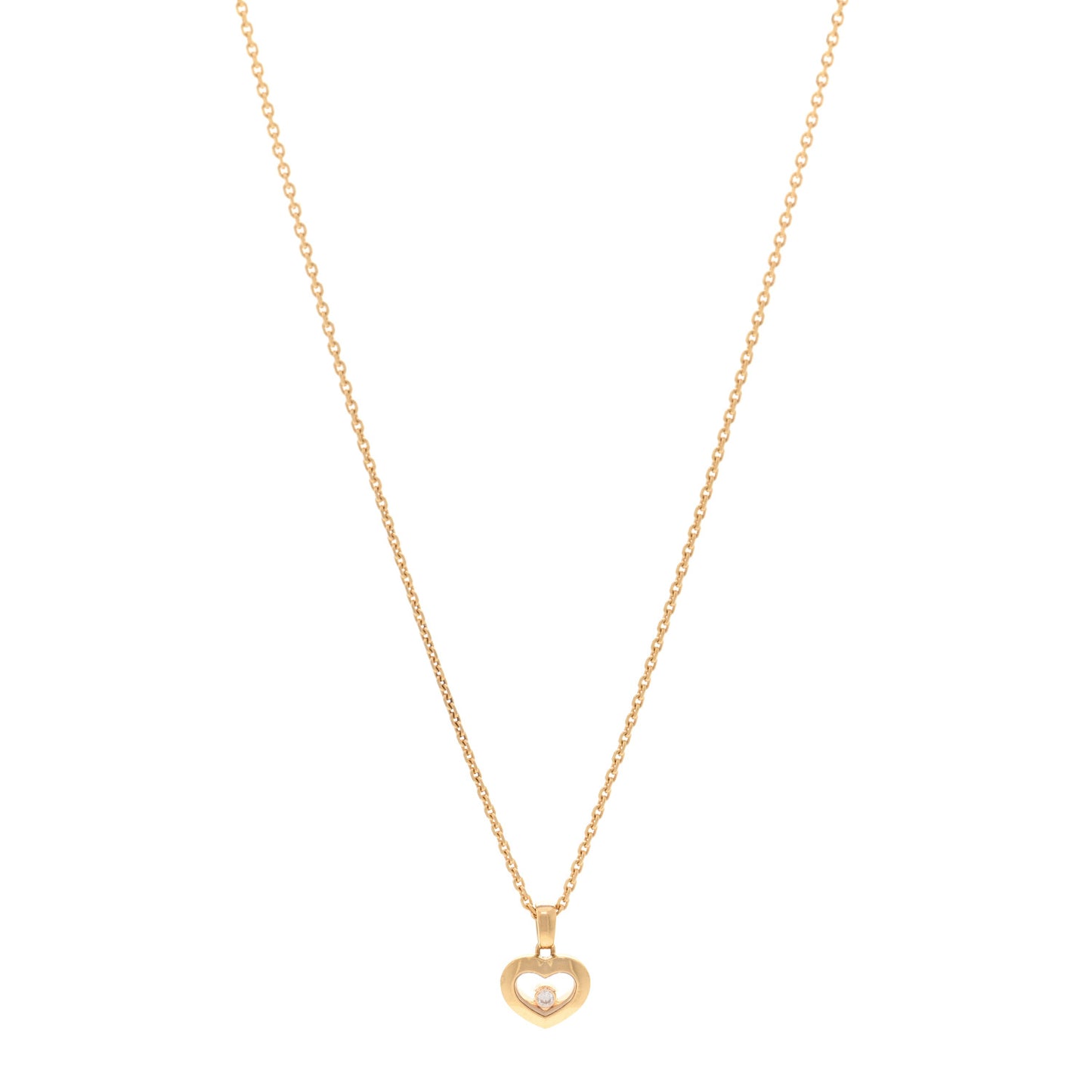 18K Yellow Gold Diamond Happy Diamonds Icons Floating Heart Pendant Necklace