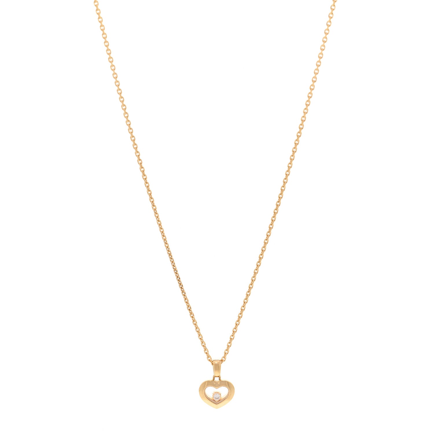 Chopard 18K Yellow Gold Diamond Happy Diamonds Icons Floating Heart Pendant Necklace 1 of 4