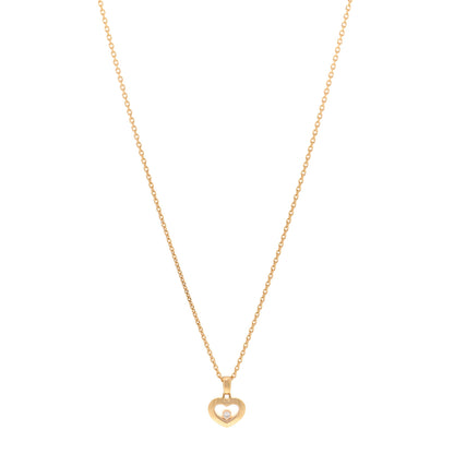 Chopard 18K Yellow Gold Diamond Happy Diamonds Icons Floating Heart Pendant Necklace 1 of 4