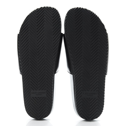 Saint Laurent Lambskin Joan Slide Sandals 37.5 Black 5 of 10