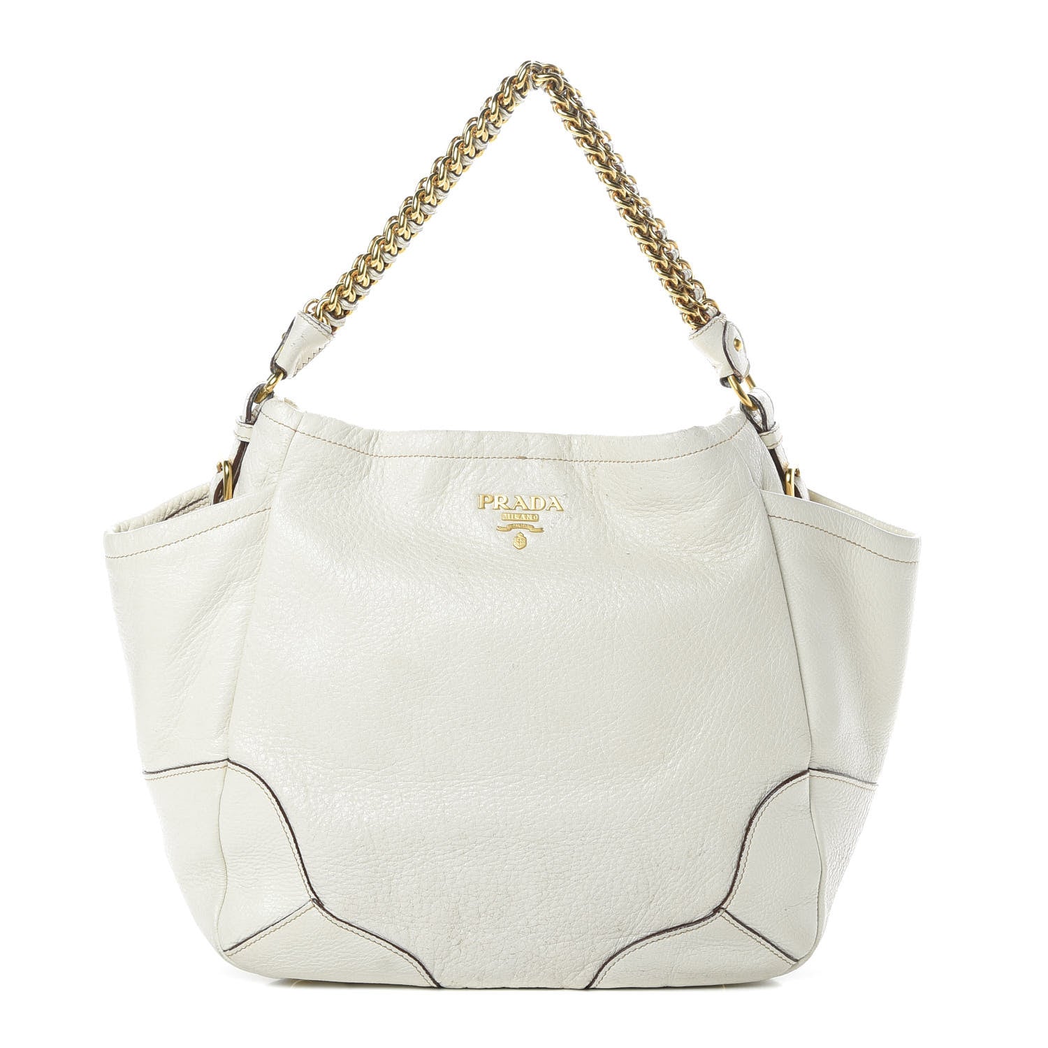 Prada Cervo Lux Chain Shoulder Bag Talco 1 of 20