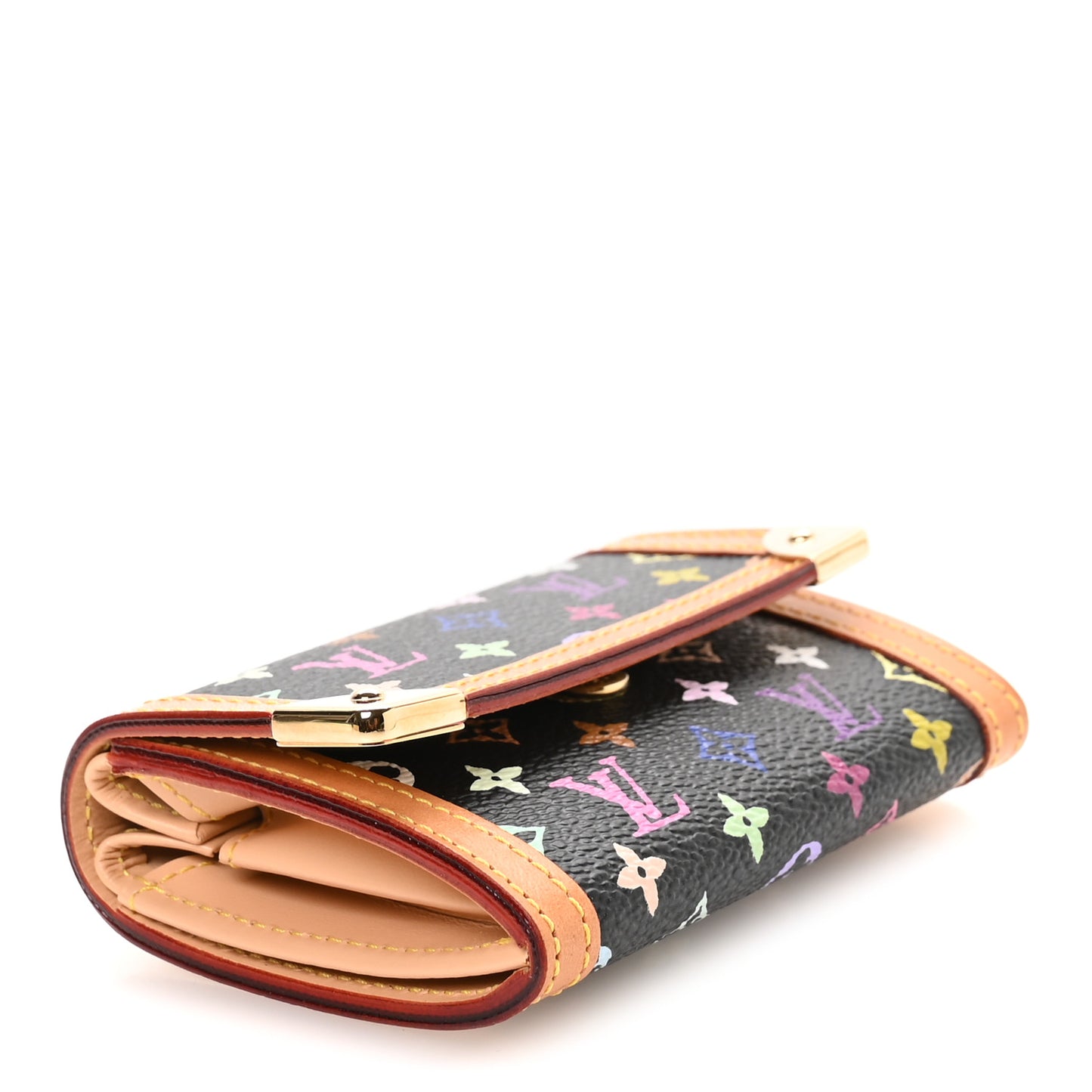 Monogram Multicolor Porte-Monnaie Plat Coin Purse Black