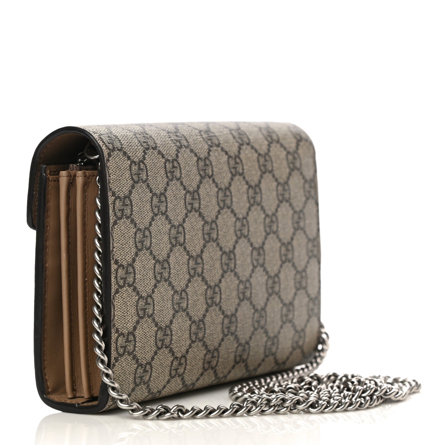 GG Supreme Monogram Mini Dionysus Chain Wallet Beige Taupe