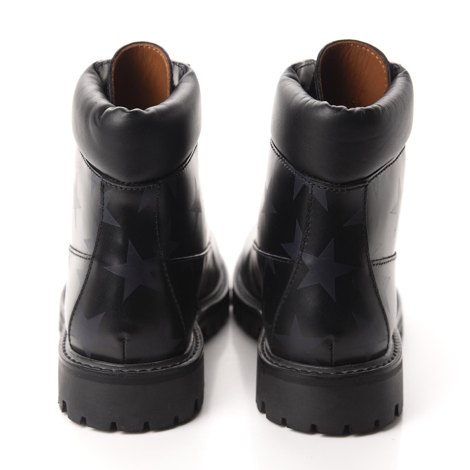 Valentino Garavani Calfskin Womens Donna Star Print Combat Boots 35.5 Black 5 of 9
