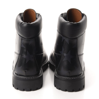 Valentino Garavani Calfskin Womens Donna Star Print Combat Boots 35.5 Black 5 of 9