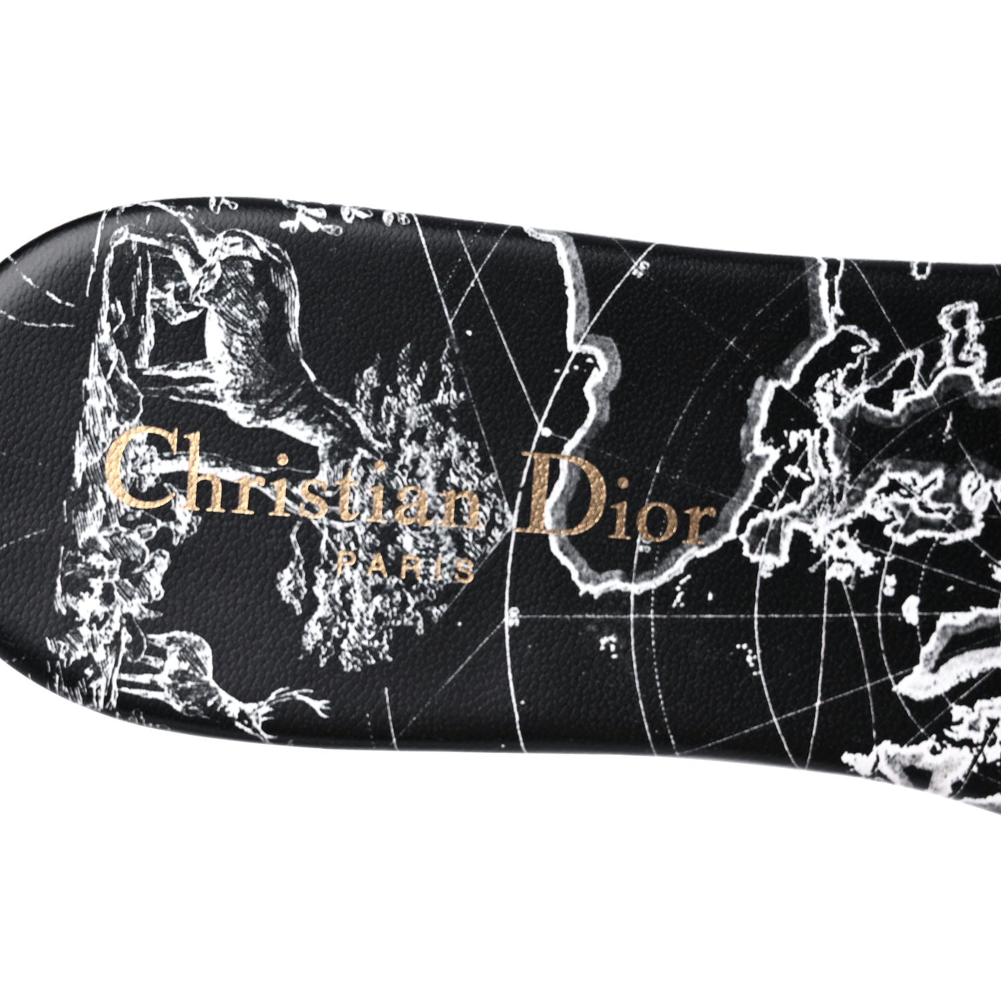Canvas Around the World Embroidered Dway Flat Slide Sandals 39.5 Black