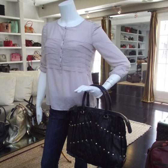 Leather Maizeon Studded Tote Black