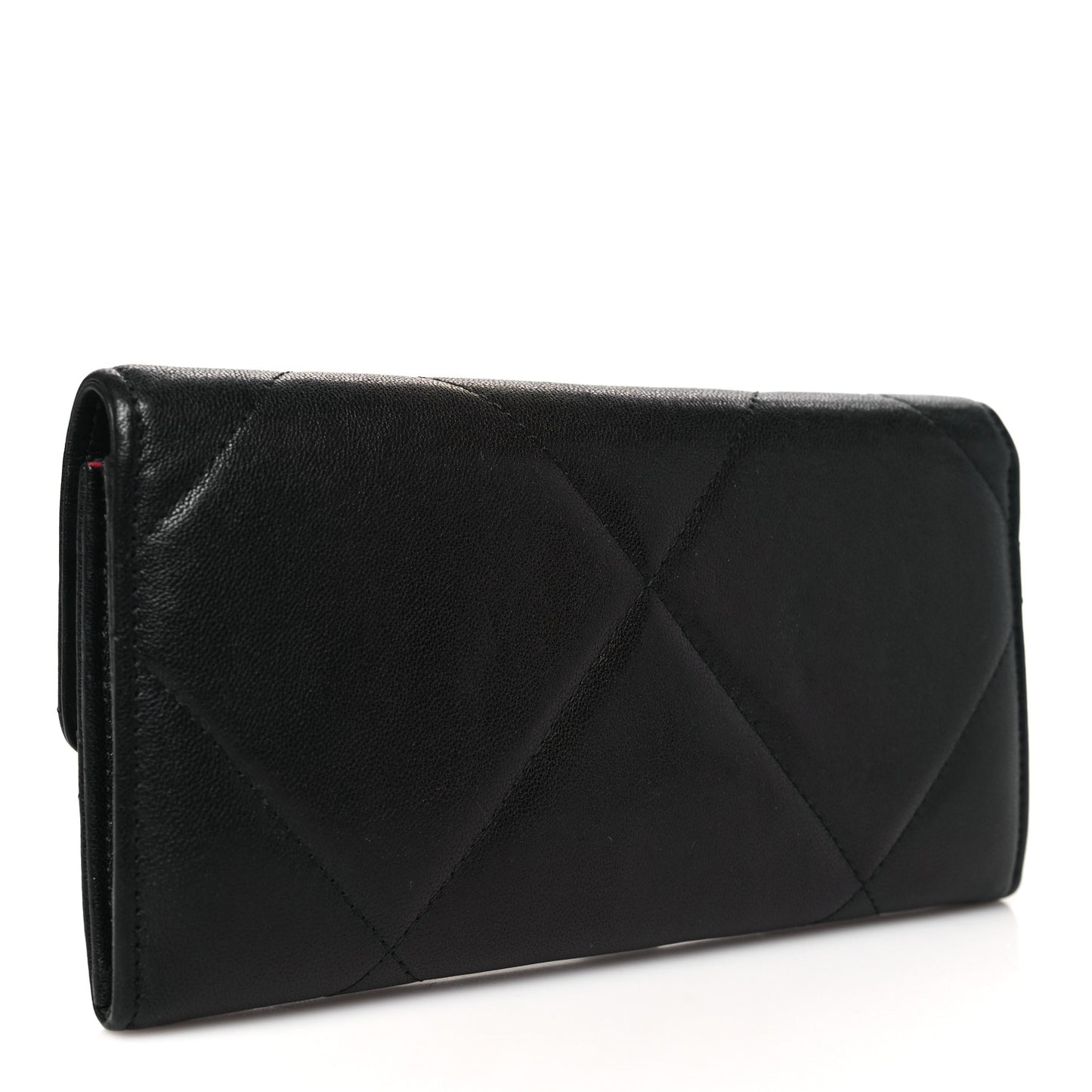 Lambskin Quilted Chanel 19 Flap Wallet Black