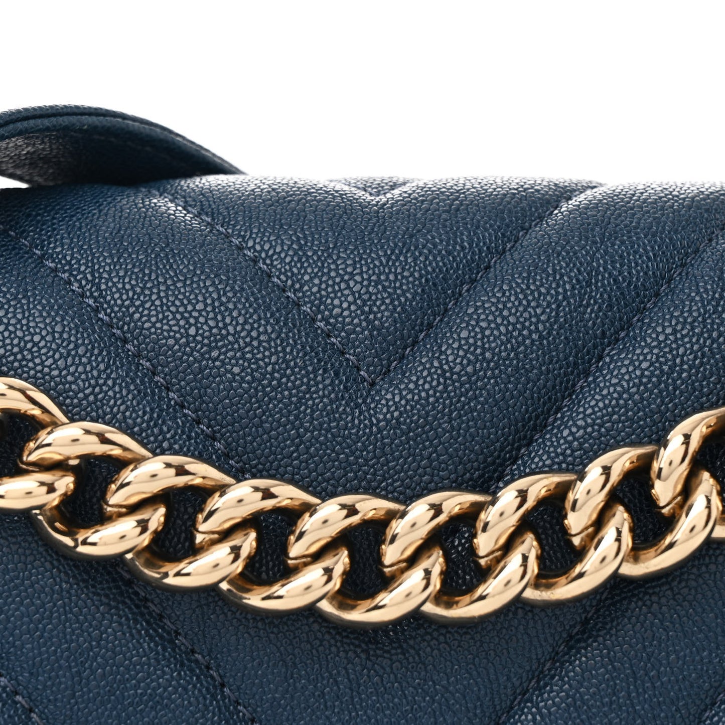Iridescent Caviar Chevron Quilted Medium Boy Flap Blue