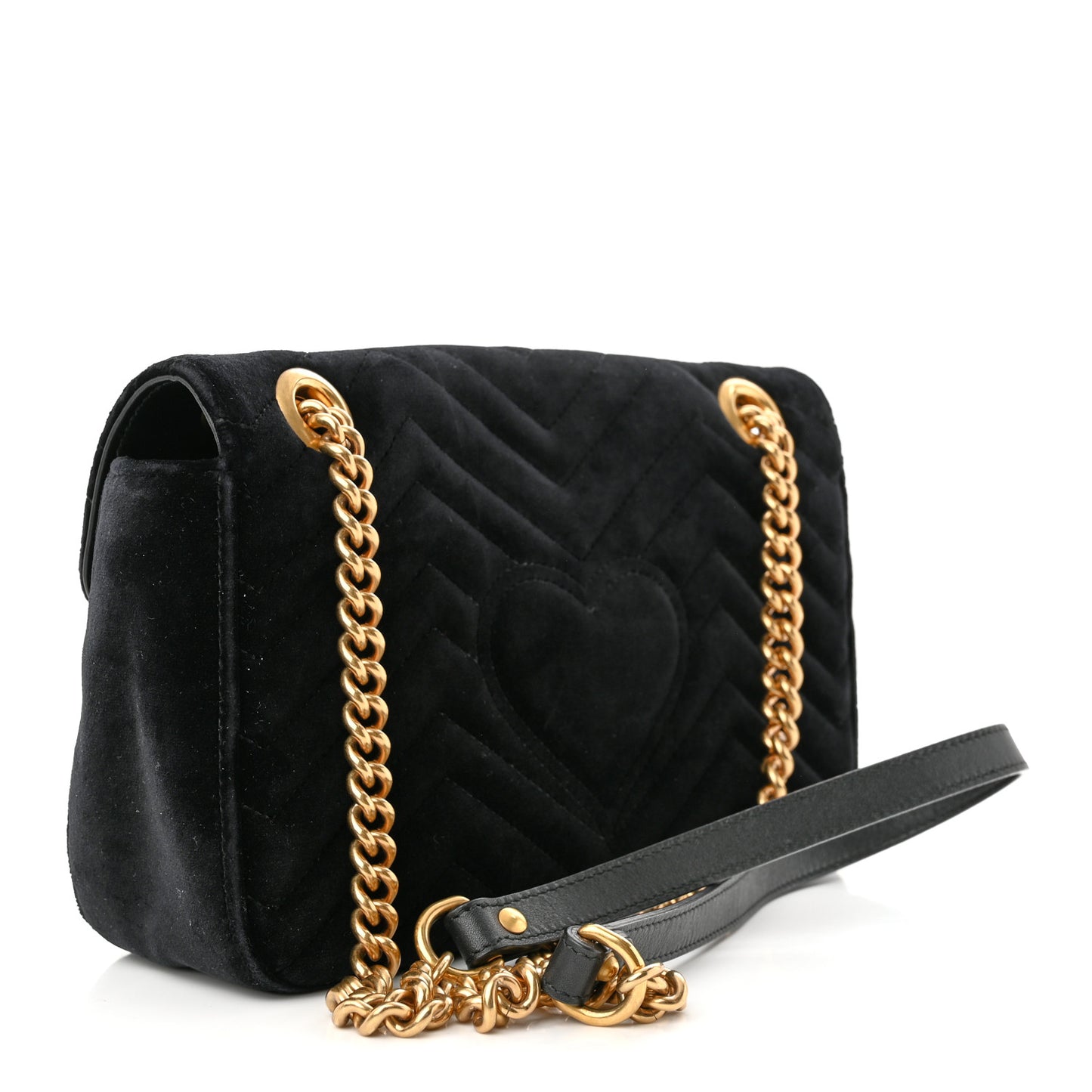 Velvet Matelasse Marquise Crystals Embroidered Small GG Marmont Shoulder Bag Black