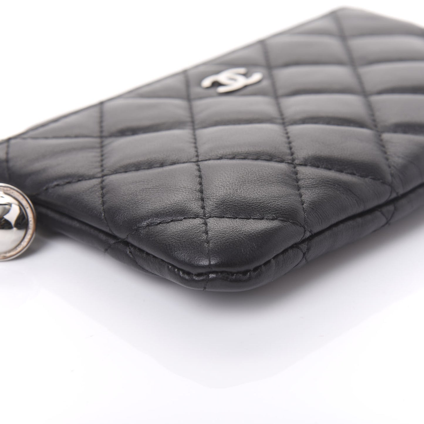 Lambskin Quilted Small Cosmo Cosmetic Case Black