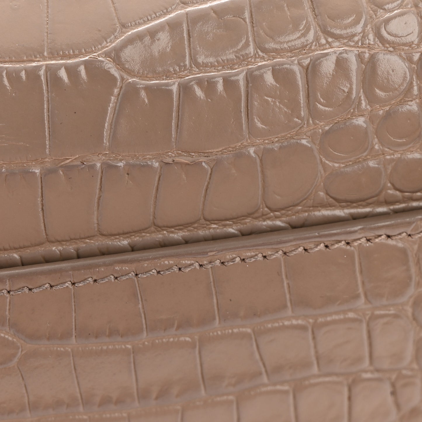 Calfskin Crocodile Embossed Medium Monogram Sunset Dusty Grey