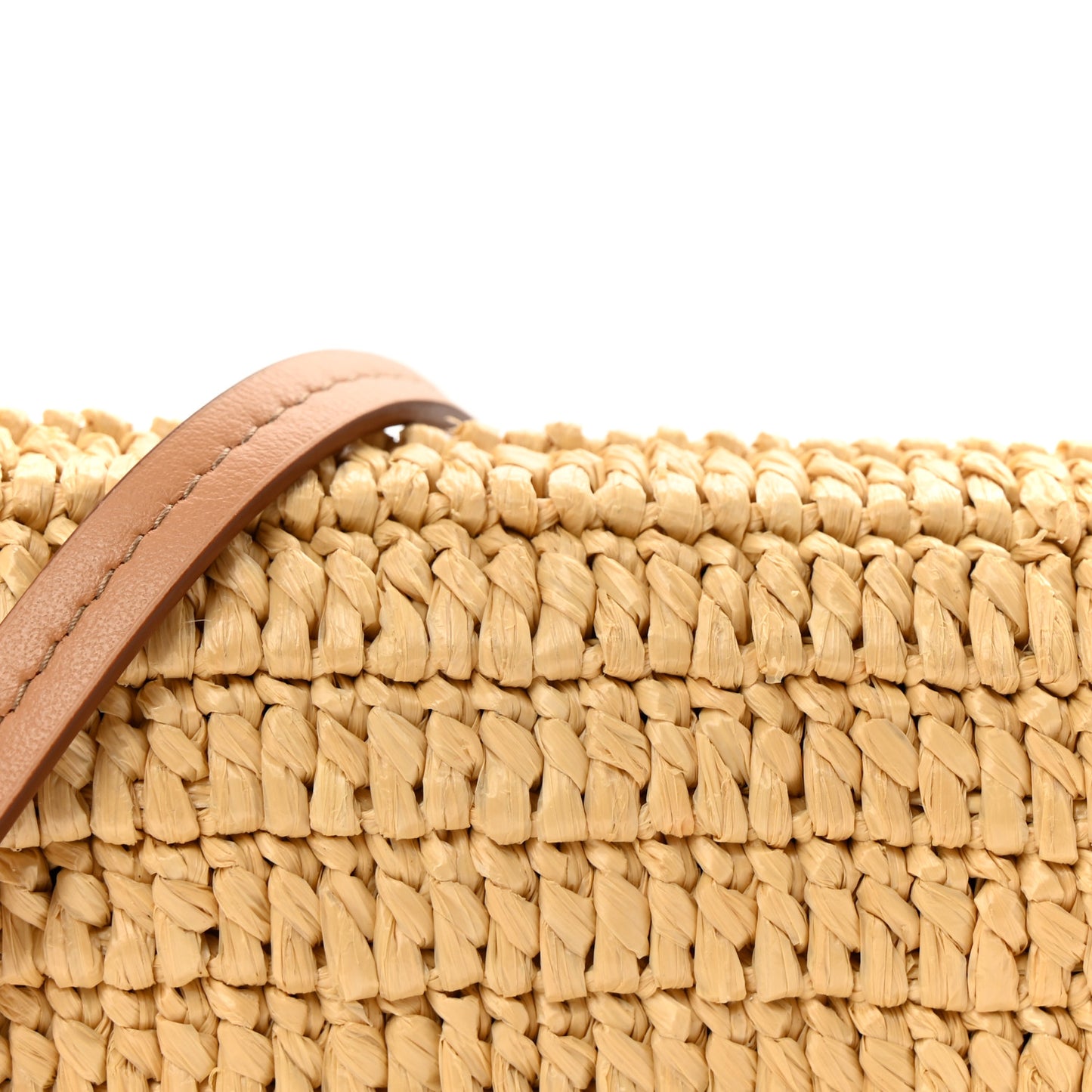 Raffia Effect Crochet Metal Triangle Logo Card Holder Beige Khaki