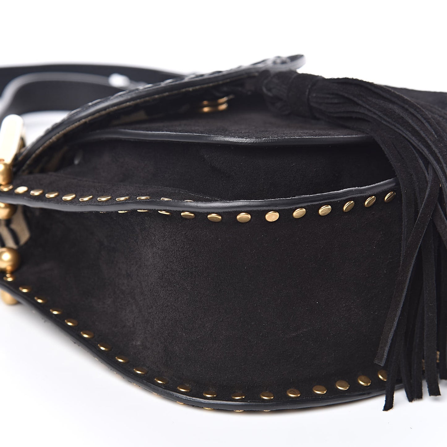 Suede Calfskin Braided Mini Hudson Shoulder Bag Black