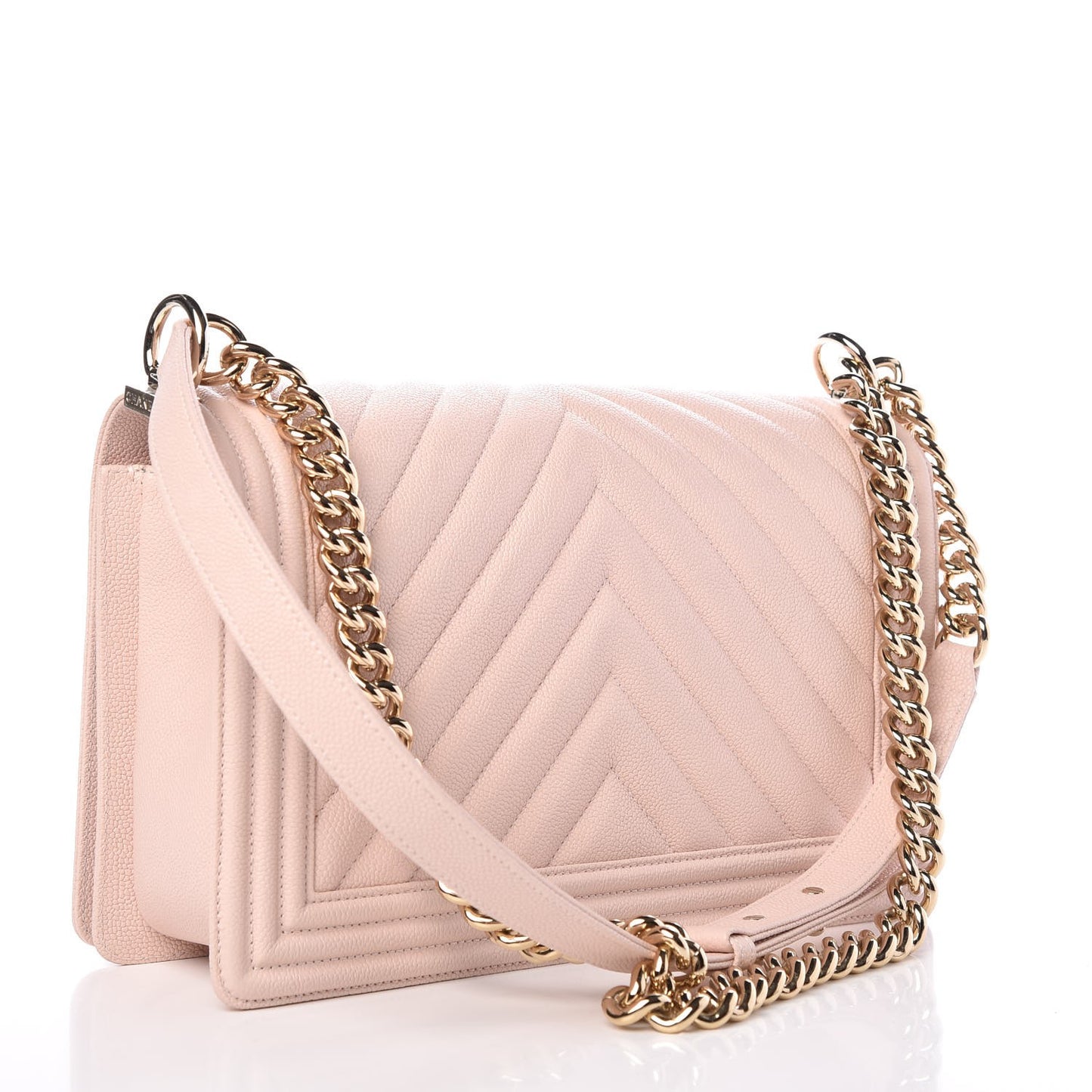 Calfskin Chevron Quilted New Medium Boy Flap Nude