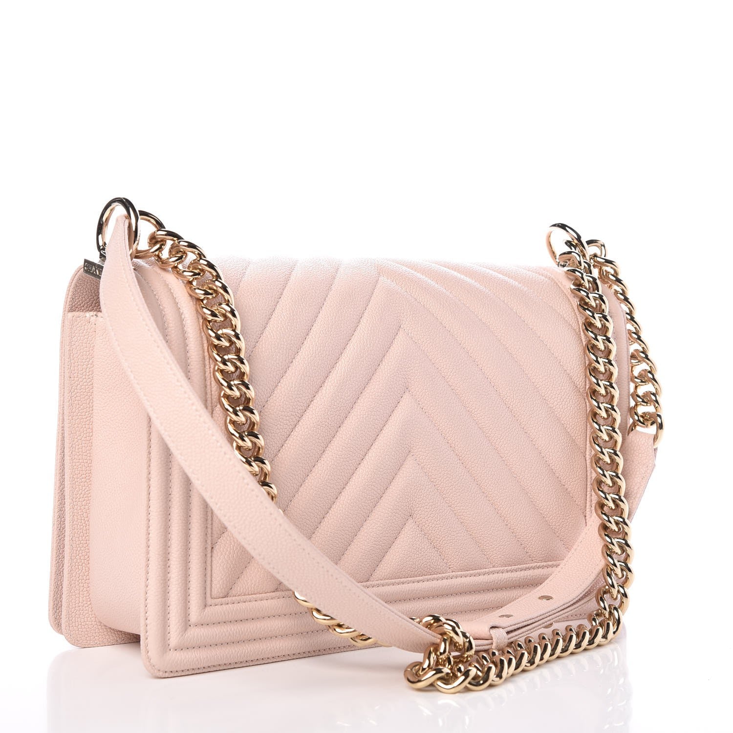 Chanel Calfskin Chevron Quilted New Medium Boy Flap Nude 3 of 8