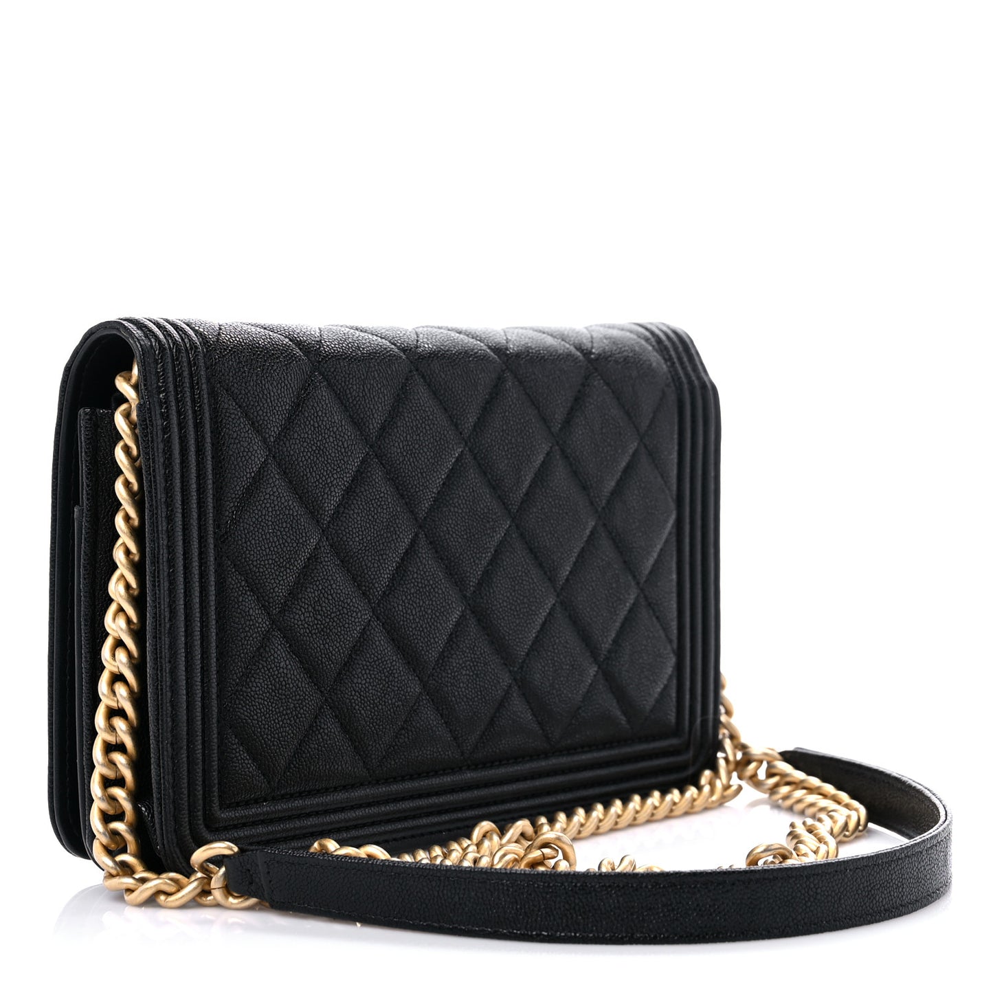 Caviar Quilted Boy Wallet On Chain WOC Black