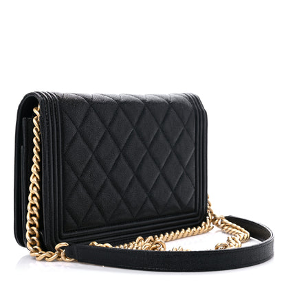 Chanel Caviar Quilted Boy Wallet On Chain WOC Black 3 of 14