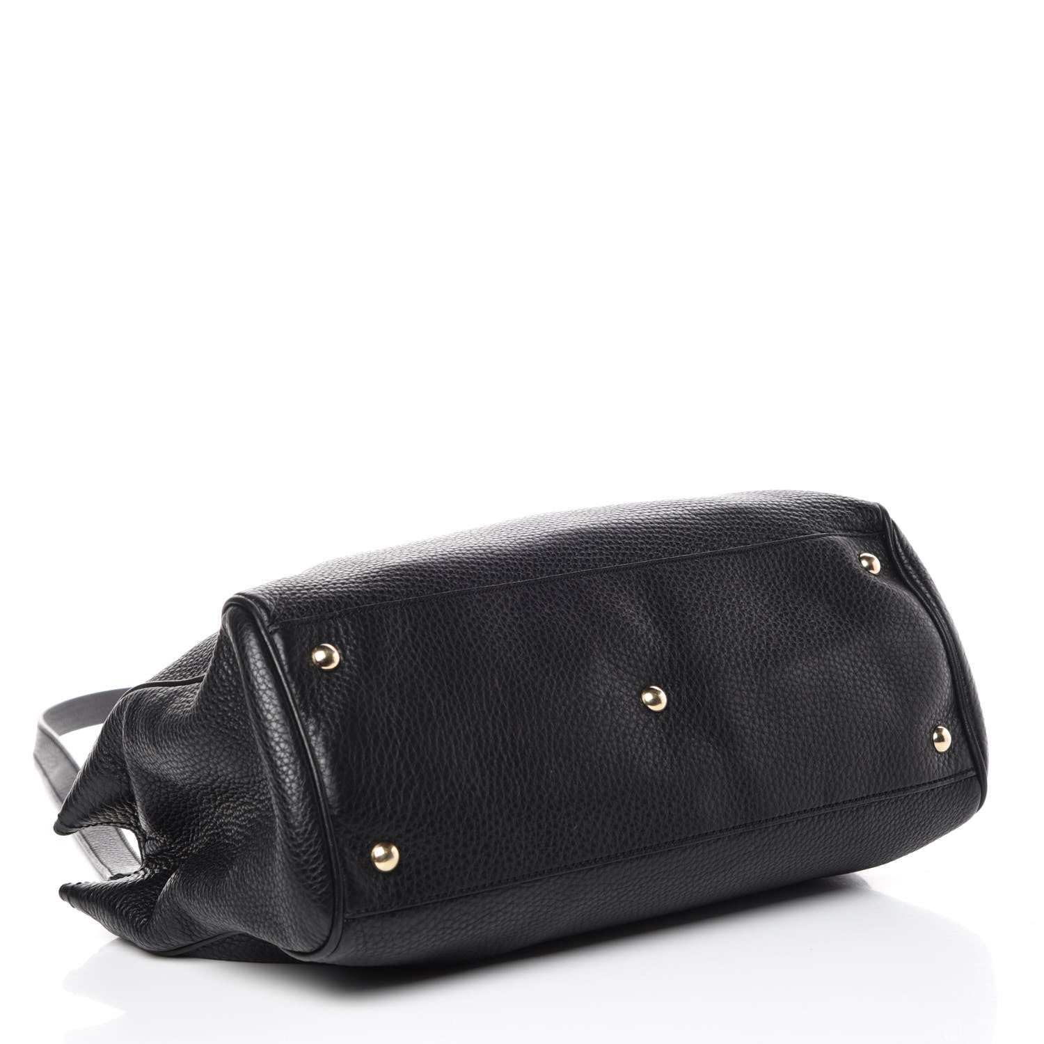 Gucci Pebbled Calfskin Medium Bamboo Shopper Tote Black 5 of 11