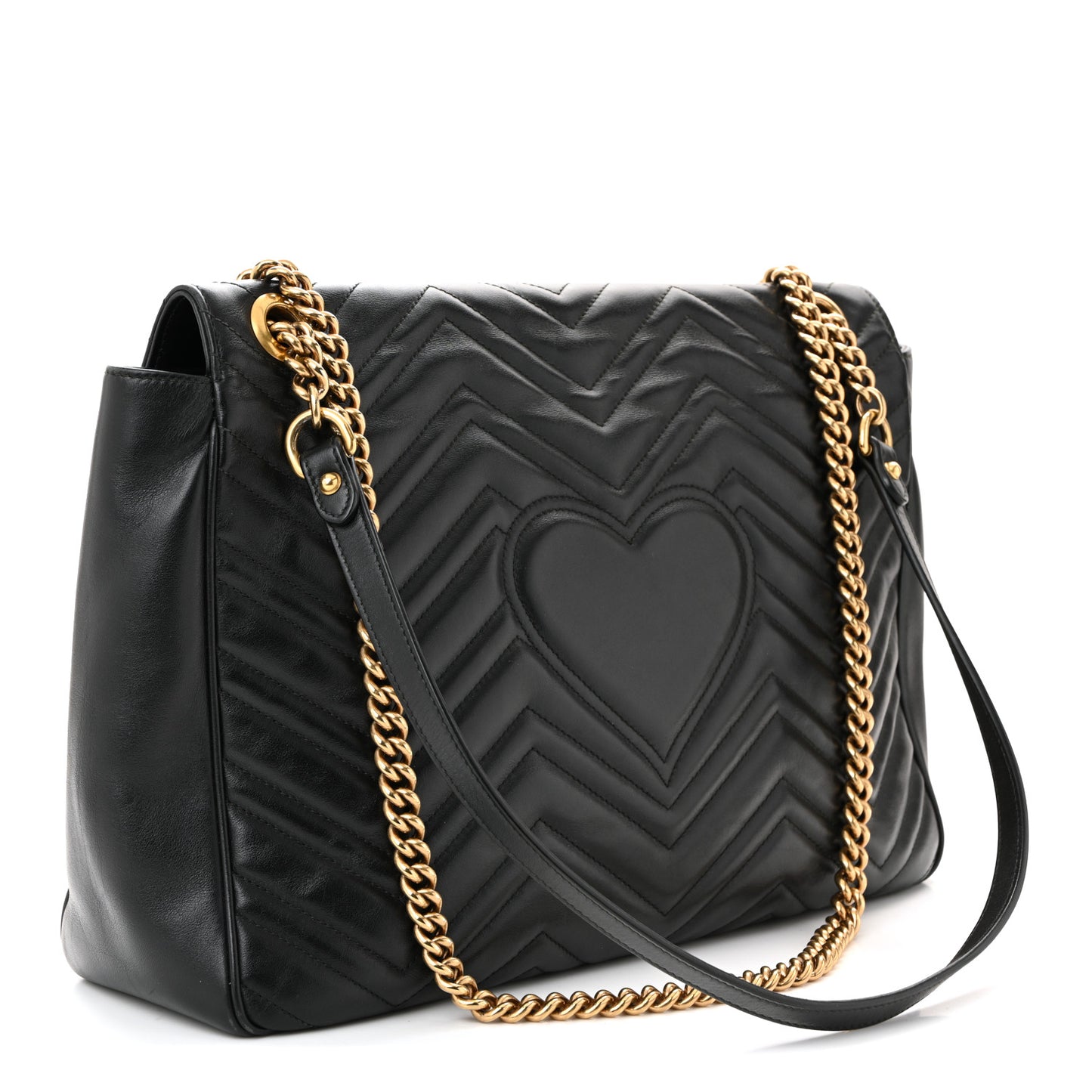 Calfskin Matelasse Large GG Marmont Shoulder Bag Black
