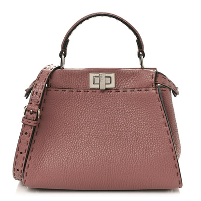 Fendi Cuoio Romano Selleria Bi-Color Mini Peekaboo Iconic Satchel English Rose Camelia 1 of 9