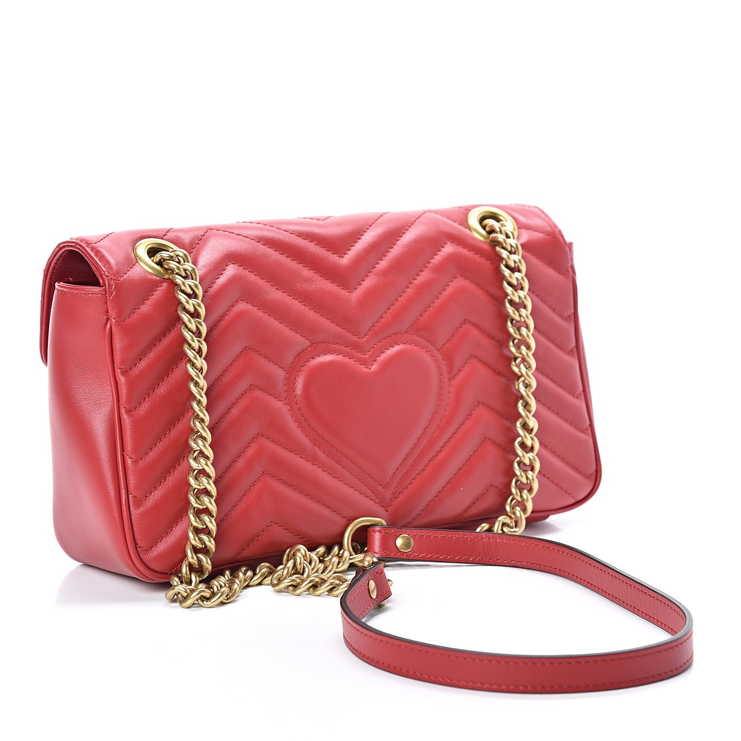 Gucci Calfskin Matelasse Small GG Marmont Shoulder Bag Hibiscus Red 3 of 10