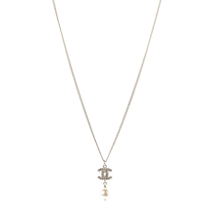 Chanel Crystal Pearl CC Drop Necklace Gold 1 of 5