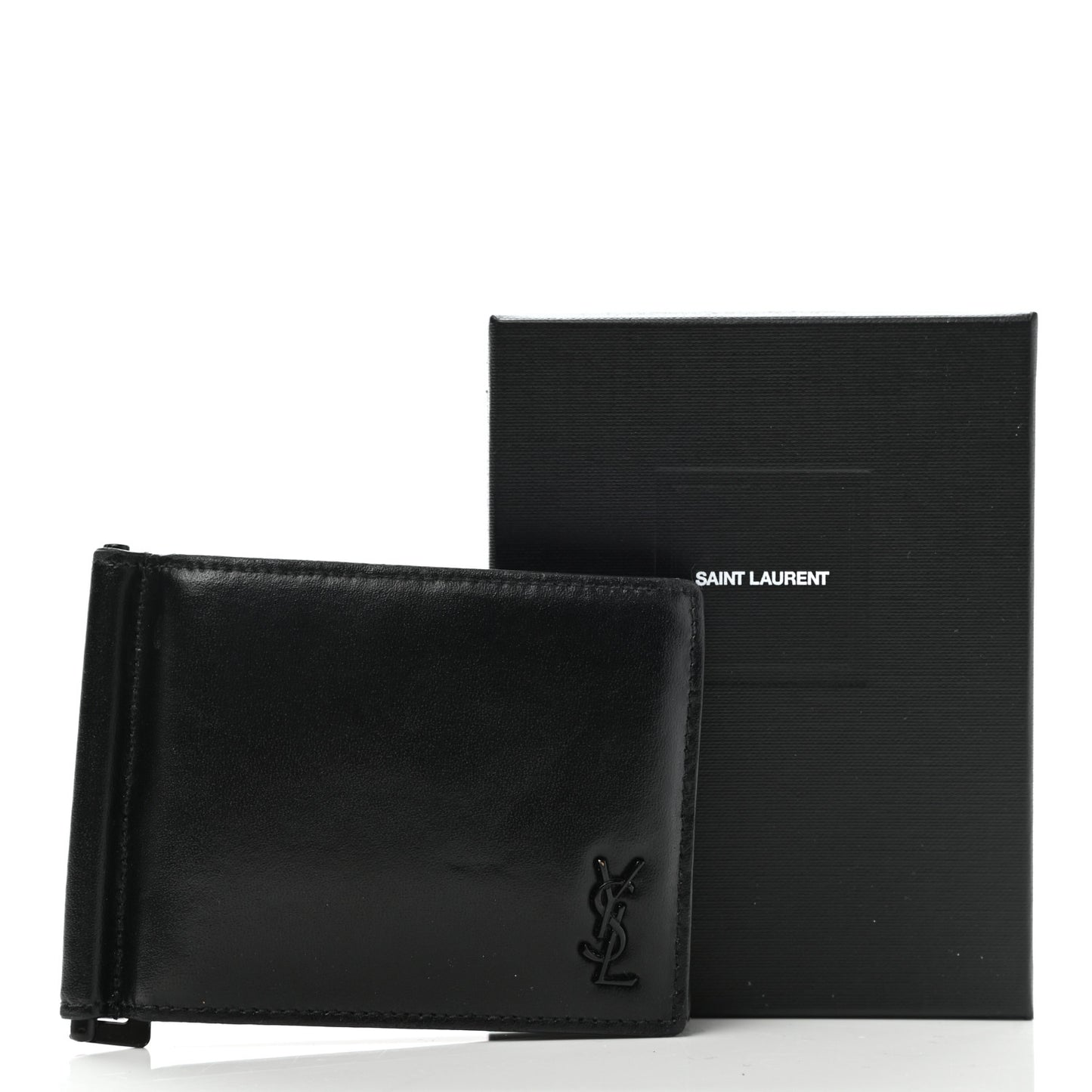 Matte Calfskin Tiny Cassandre Bill Clip Wallet Black
